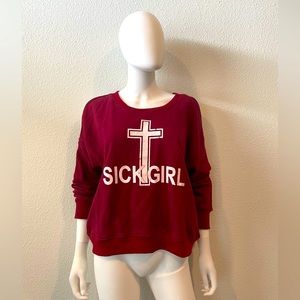 BURGUNDY SICK GIRL SWEATER + SHREDDED BACK